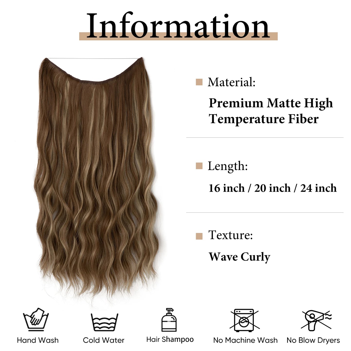 MONA PREMIUM QUALITY Wave Invisible Clip in Hair Extensions Fish Line Ombre Natural Blonde Hairpiece Fake Hair Piece For Woman - MONA HAIR 