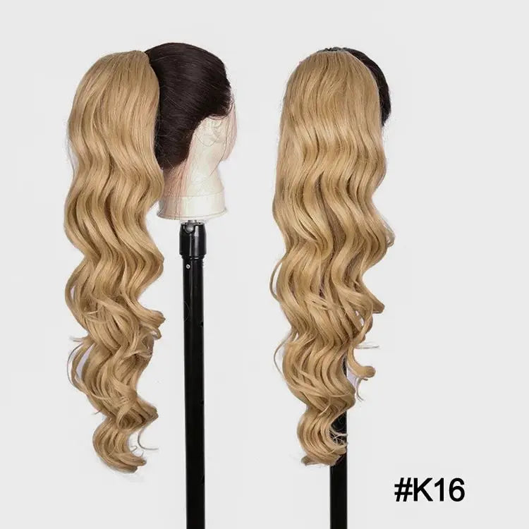 Synthetic Ponytail Extensions Long Loose Curl Drawstring Ponytail for Women clip in hair extensions Black Fake Hair - MONA HAIR 