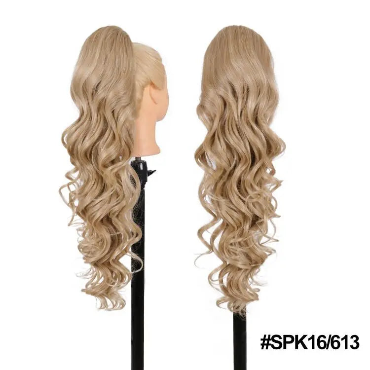 Synthetic Ponytail Extensions Long Loose Curl Drawstring Ponytail for Women clip in hair extensions Black Fake Hair - MONA HAIR 