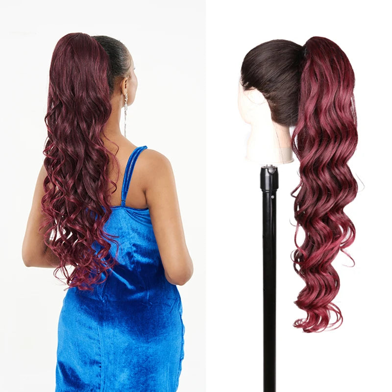 Long Ponytail  Drawstring Long Natural Wave Hairpiece Ponytail Extensions Heat Resistant Hair - MONA HAIR 