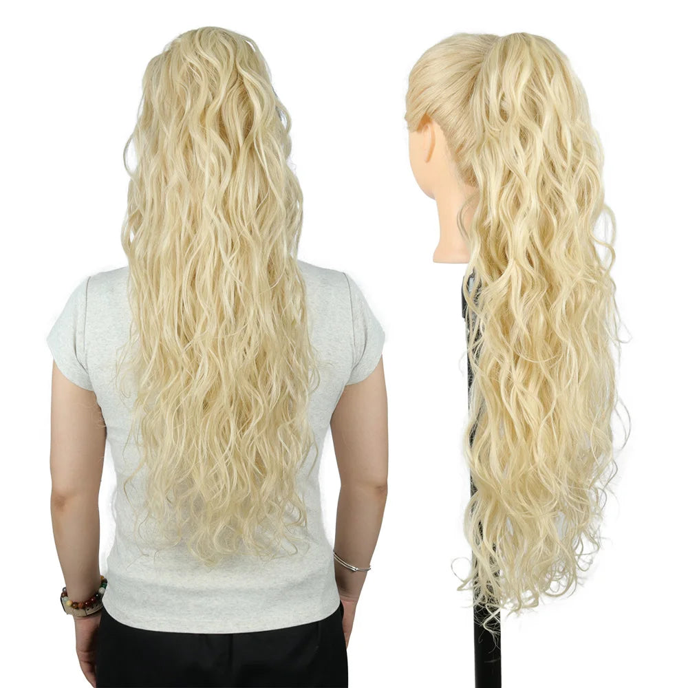 Long Ponytail  Drawstring Long Natural Wave Hairpiece Ponytail Extensions Heat Resistant Hair - MONA HAIR 