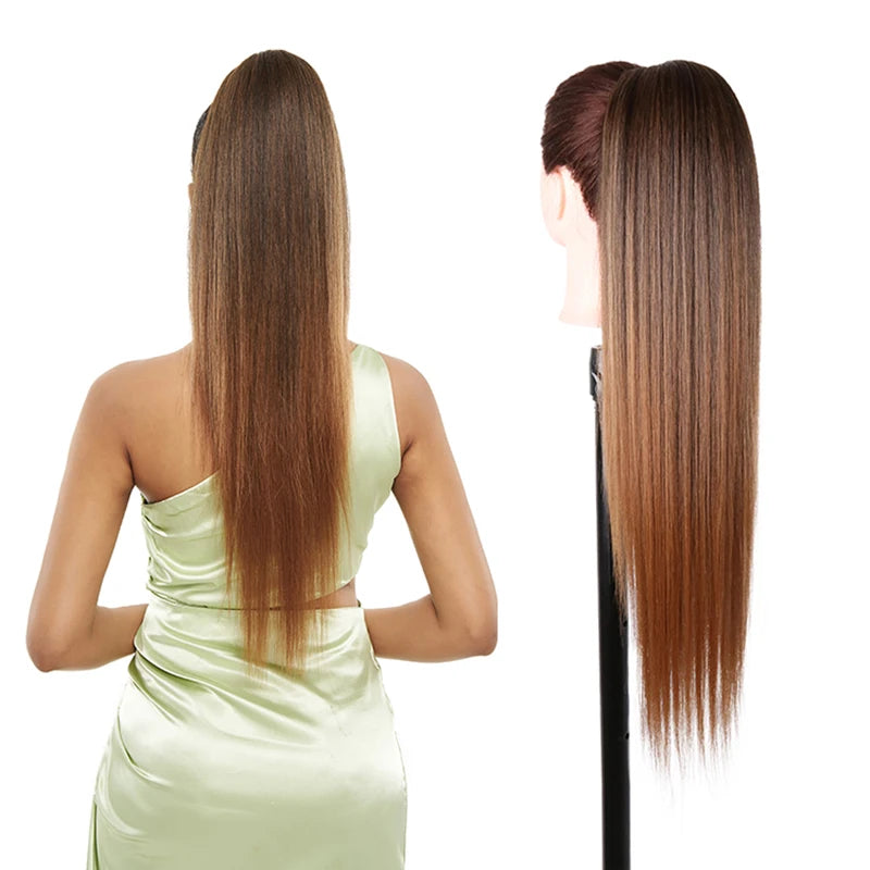 Long Ponytail  Drawstring Long Natural Wave Hairpiece Ponytail Extensions Heat Resistant Hair - MONA HAIR 