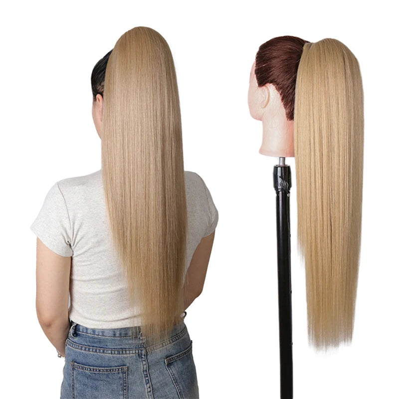 Long Ponytail  Drawstring Long Natural Wave Hairpiece Ponytail Extensions Heat Resistant Hair - MONA HAIR 