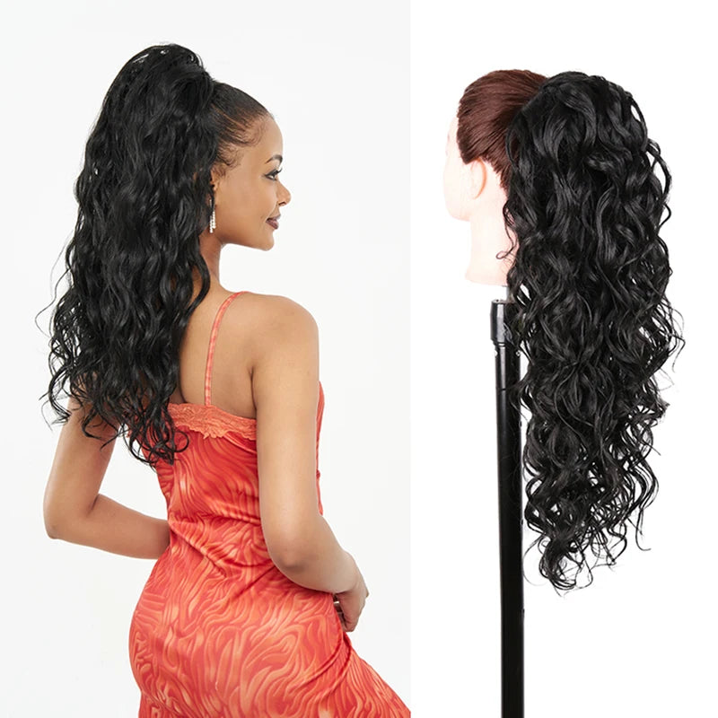 Long Ponytail  Drawstring Long Natural Wave Hairpiece Ponytail Extensions Heat Resistant Hair - MONA HAIR 