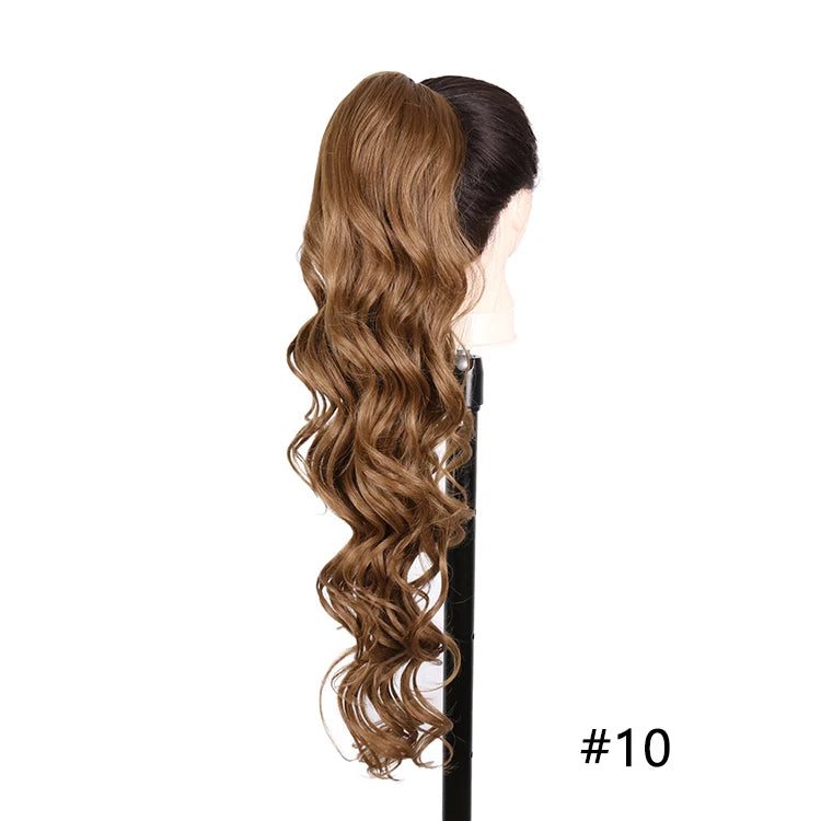 Synthetic Ponytail Extensions Long Loose Curl Drawstring Ponytail for Women clip in hair extensions Black Fake Hair - MONA HAIR 