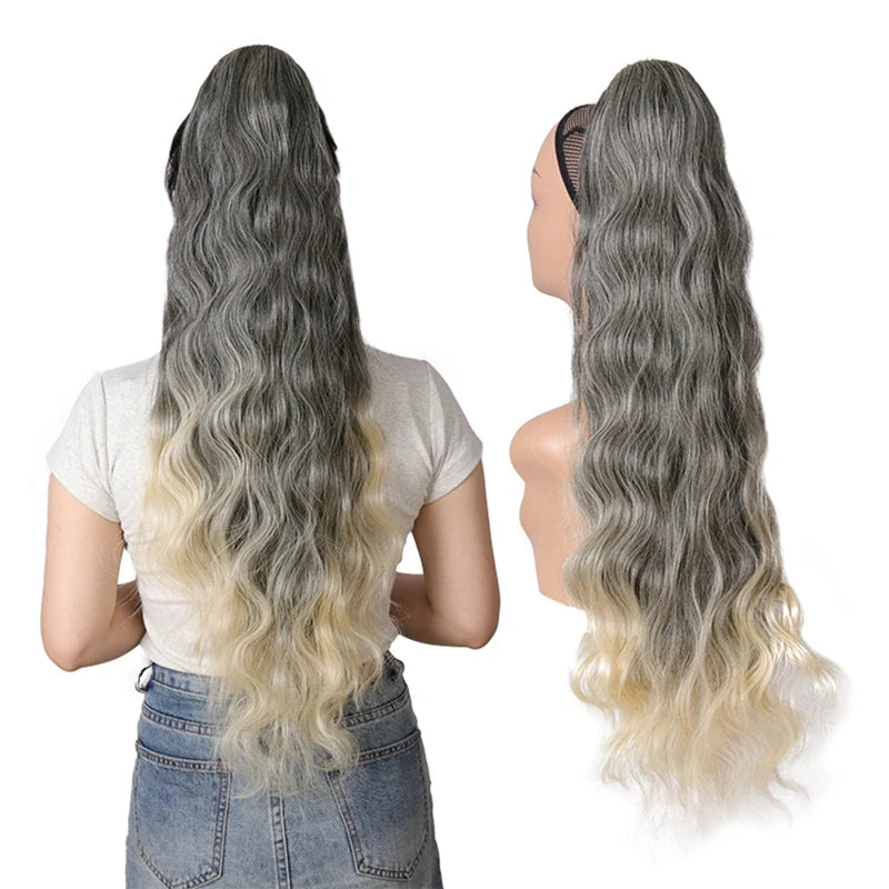 Long Ponytail  Drawstring Long Natural Wave Hairpiece Ponytail Extensions Heat Resistant Hair - MONA HAIR 