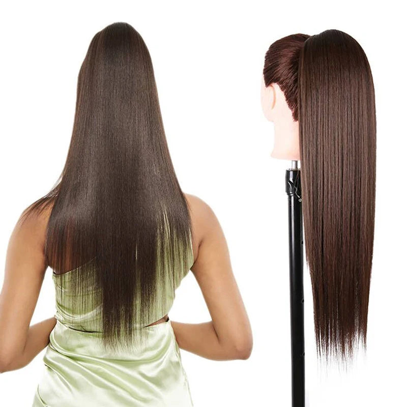 Long Ponytail  Drawstring Long Natural Wave Hairpiece Ponytail Extensions Heat Resistant Hair - MONA HAIR 