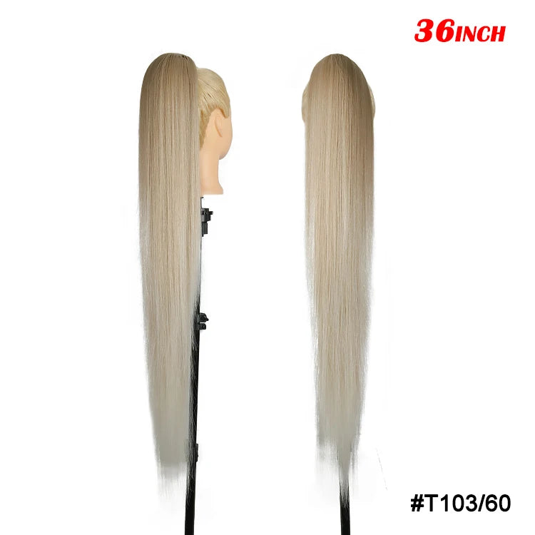 Kanekalon Futura Extra Long 36 Inches Hairpiece Drawstring Ponytail Hair Extension - MONA HAIR 