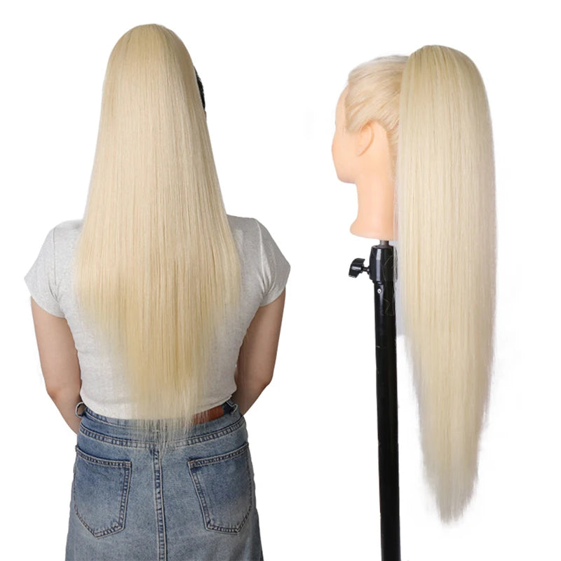 Long Ponytail  Drawstring Long Natural Wave Hairpiece Ponytail Extensions Heat Resistant Hair - MONA HAIR 