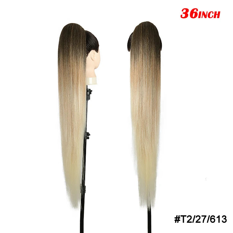 Kanekalon Futura Extra Long 36 Inches Hairpiece Drawstring Ponytail Hair Extension - MONA HAIR 