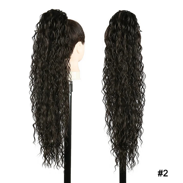 Long Ponytail  Drawstring Long Natural Wave Hairpiece Ponytail Extensions Heat Resistant Hair - MONA HAIR 
