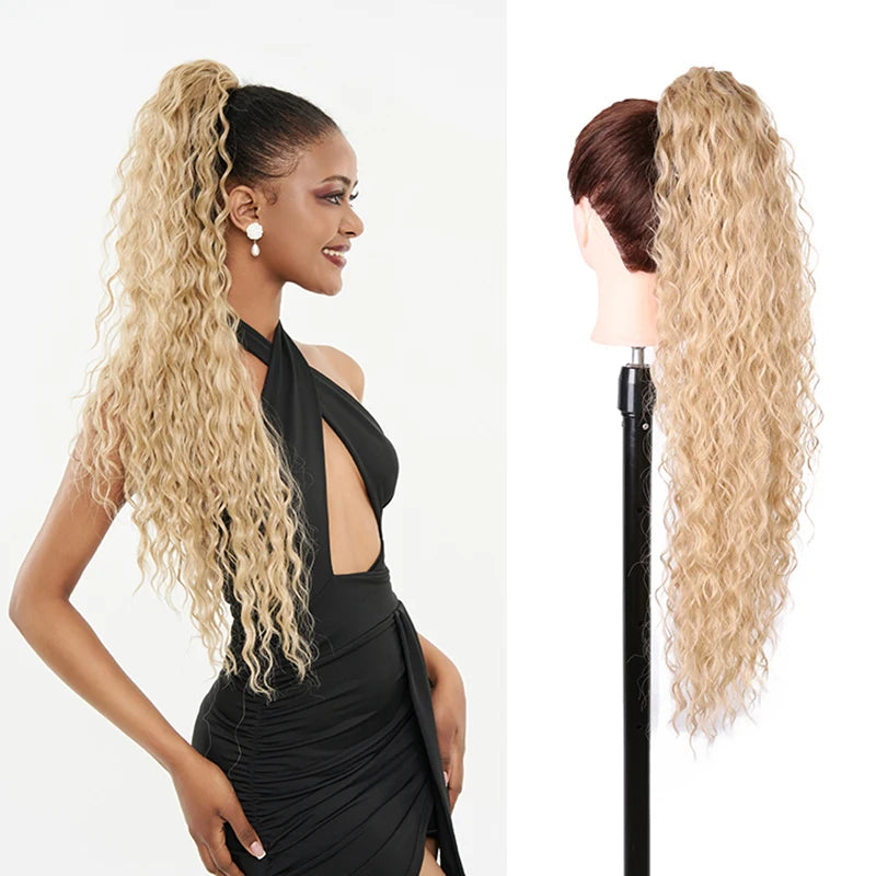Long Ponytail  Drawstring Long Natural Wave Hairpiece Ponytail Extensions Heat Resistant Hair - MONA HAIR 