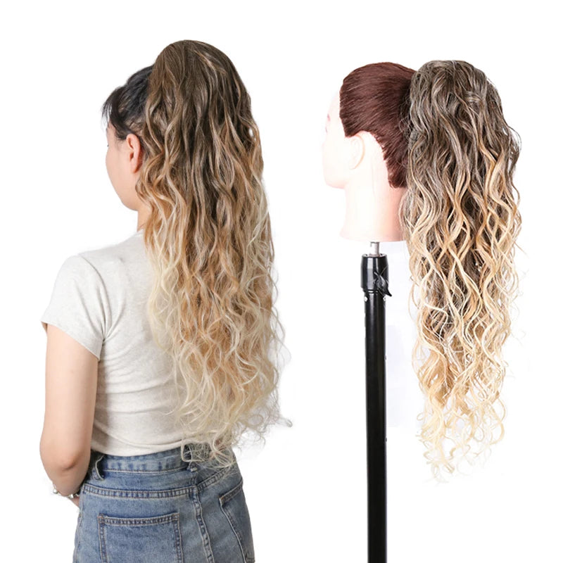 Long Ponytail  Drawstring Long Natural Wave Hairpiece Ponytail Extensions Heat Resistant Hair - MONA HAIR 