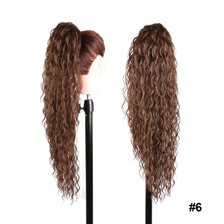 Long Ponytail  Drawstring Long Natural Wave Hairpiece Ponytail Extensions Heat Resistant Hair - MONA HAIR 