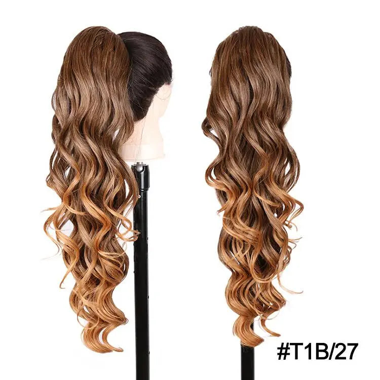 Synthetic Ponytail Extensions Long Loose Curl Drawstring Ponytail for Women clip in hair extensions Black Fake Hair - MONA HAIR 