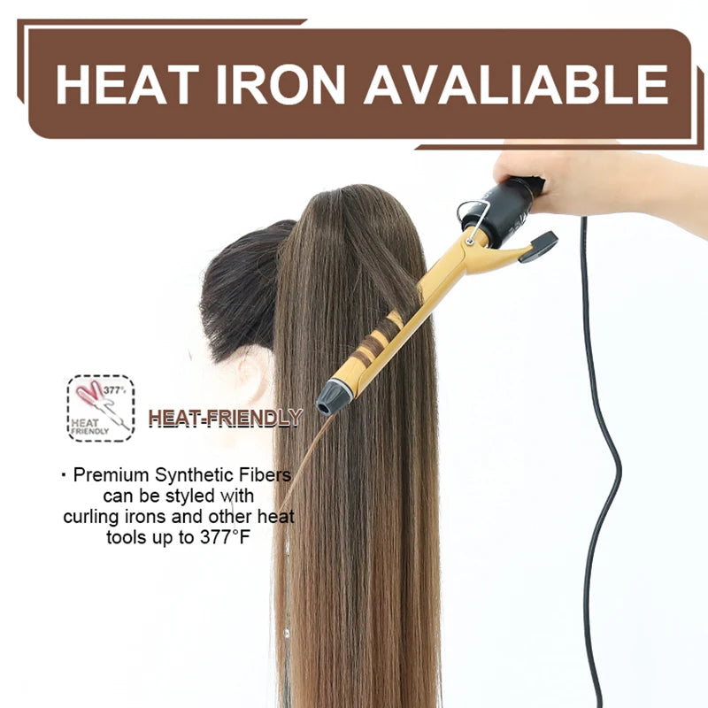Long Ponytail  Drawstring Long Natural Wave Hairpiece Ponytail Extensions Heat Resistant Hair - MONA HAIR 