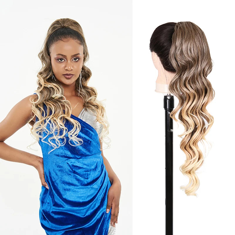Long Ponytail  Drawstring Long Natural Wave Hairpiece Ponytail Extensions Heat Resistant Hair - MONA HAIR 