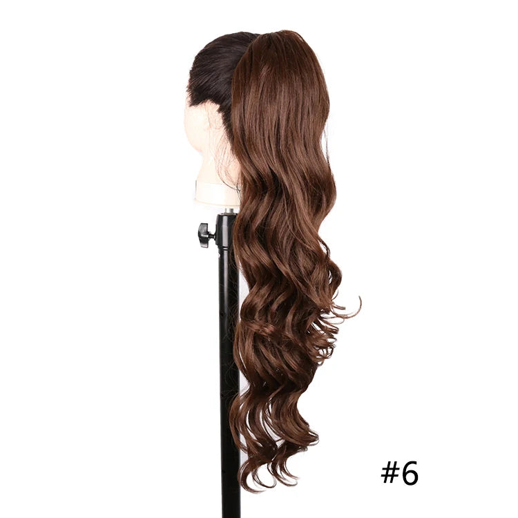 Synthetic Ponytail Extensions Long Loose Curl Drawstring Ponytail for Women clip in hair extensions Black Fake Hair - MONA HAIR 