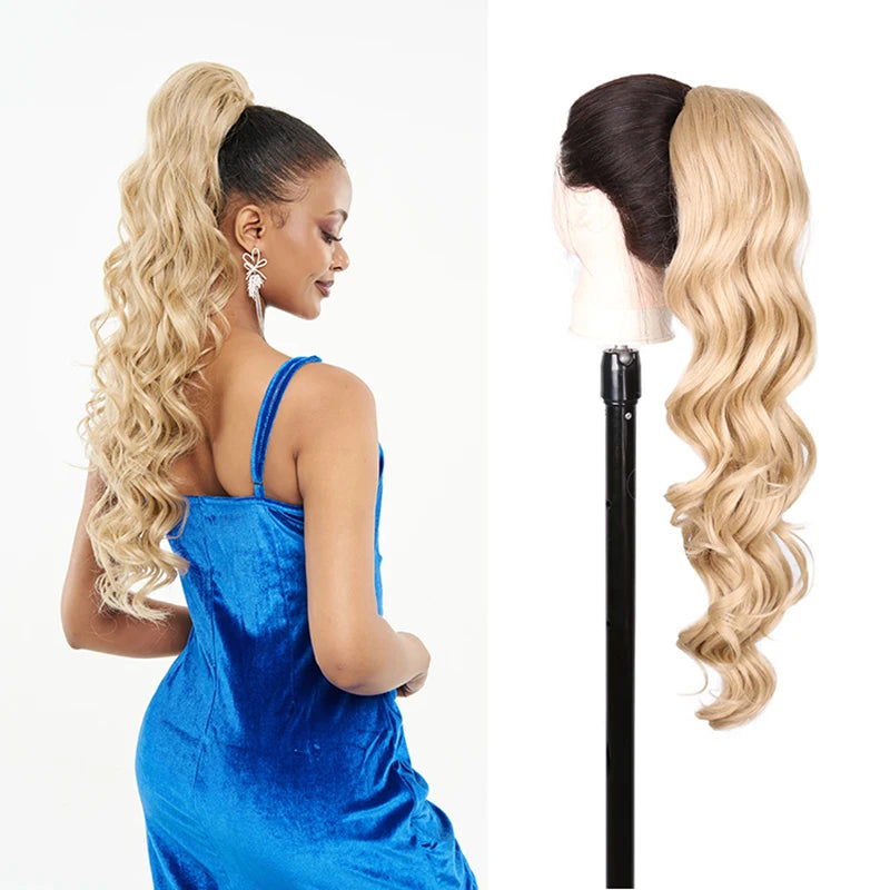Long Ponytail  Drawstring Long Natural Wave Hairpiece Ponytail Extensions Heat Resistant Hair - MONA HAIR 