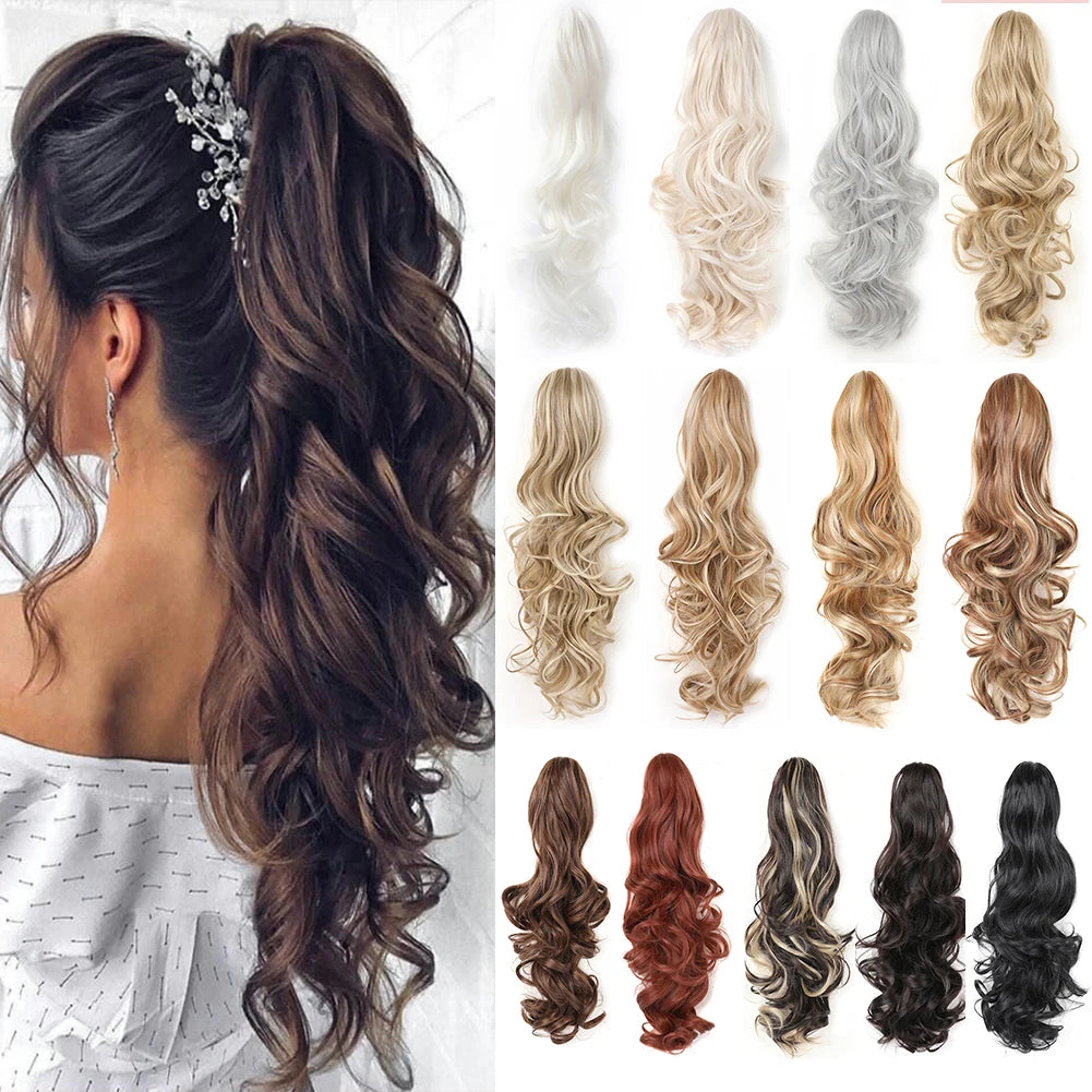 Ponytail Extension Claw  Curly Wavy Clip in Hairpiece Ponytail Hair Extensions Long Pony Tail Synthetic for Women - MONA HAIR 