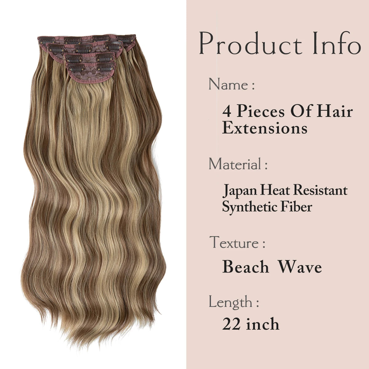 MONA PREMIUM QUALITY Long Wavy Clip In Hair Extensions 22" 4pcs/set Thick Hairpiece For Women Brown Blonde Black Natural Fake Hair - MONA HAIR 