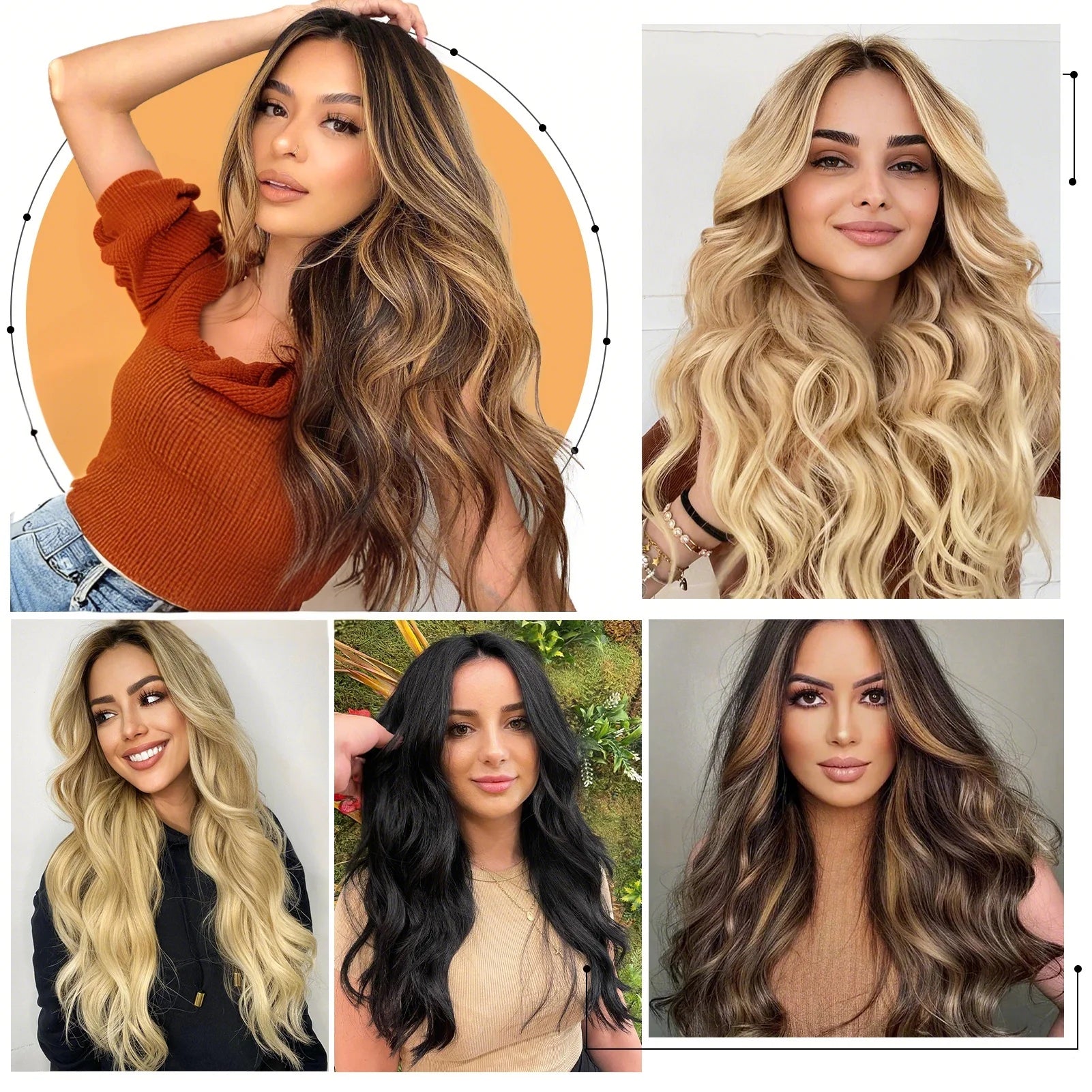 4PCS Clip-In Hair Extensions 20 Inch Long Wavy Synthetic Hair for Women – Thick Full Head Hairpieces with Secure Clips, Ombre Colour Blend, Natural Lo - MONA HAIR 