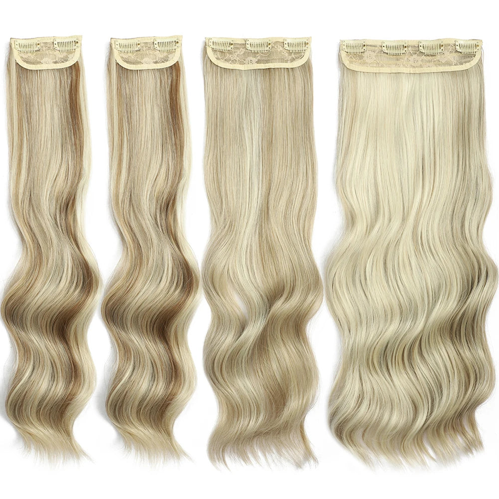 Blonde Clip in Hair Extensions Body Wave 22 inches 4 pcs/lot Soft Natural Heat Resistant BIO-Synthetic Hair - MONA HAIR 