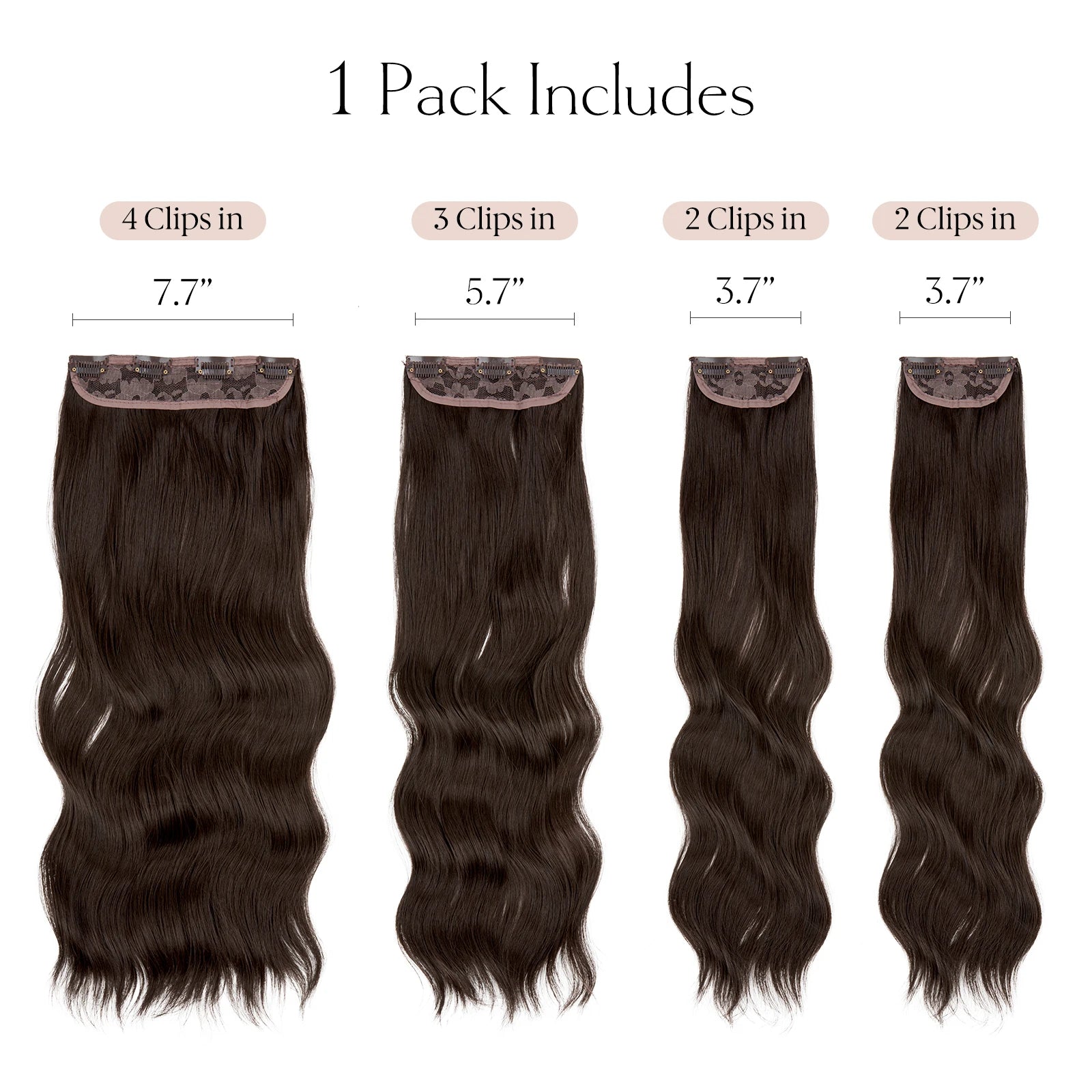 MONA PREMIUM QUALITY 22 Inc Synthetic Clip In Hair Extensions 4Pcs/Set Long Wavy Thick Hairpiece For Women Brown Blonde Black Natural Fake Hair - MONA HAIR 