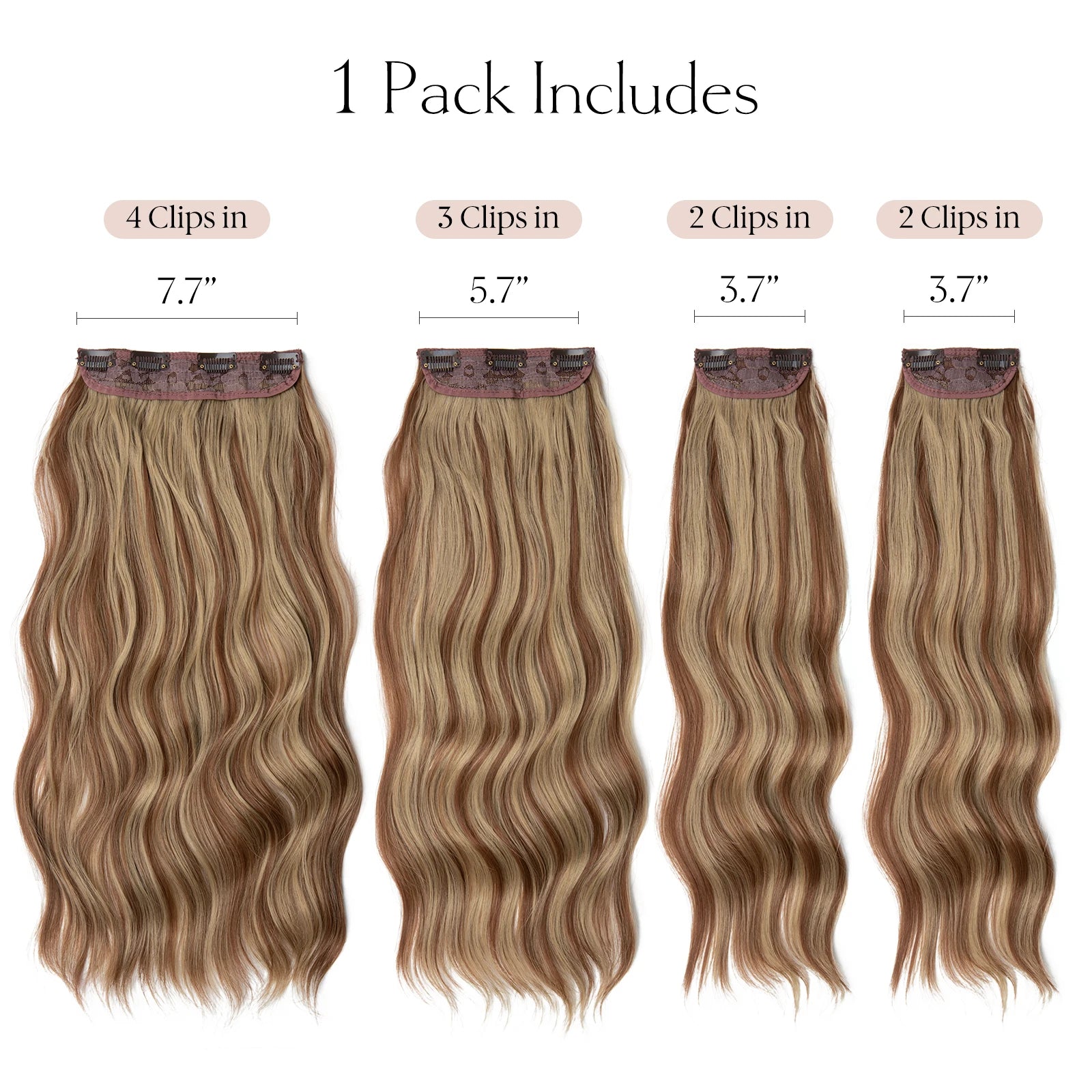 MONA PREMIUM QUALITY  4pcs/set Synthetic Long Wavy Clip In Hair Extensions 22" Thick Hairpiece For Women Brown Blonde Black Natural Fake Hair - MONA HAIR 