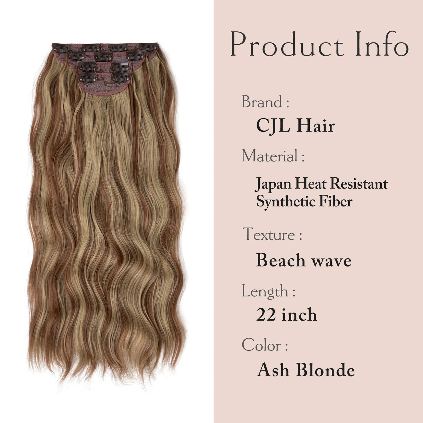 MONA PREMIUM QUALITY  4pcs/set Synthetic Long Wavy Clip In Hair Extensions 22" Thick Hairpiece For Women Brown Blonde Black Natural Fake Hair - MONA HAIR 