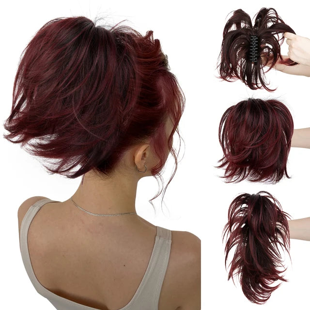 MONA Daliy Premium Synthetic Diy Claw Clip In Ponytail Extension Hairpiece Hair Bun Fake Blonde Hair False Pigtail for Women - MONA HAIR 