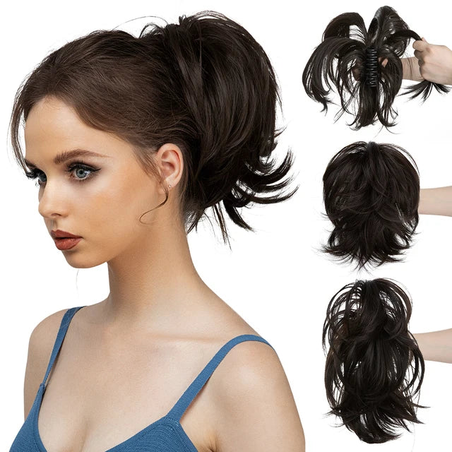 MONA Daliy Premium Synthetic Diy Claw Clip In Ponytail Extension Hairpiece Hair Bun Fake Blonde Hair False Pigtail for Women - MONA HAIR 