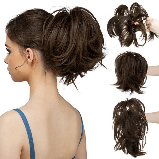 MONA Daliy Premium Synthetic Diy Claw Clip In Ponytail Extension Hairpiece Hair Bun Fake Blonde Hair False Pigtail for Women - MONA HAIR 