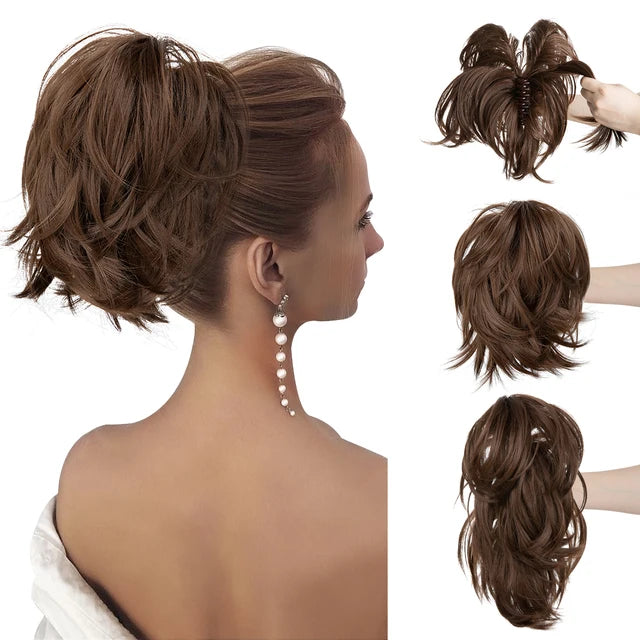 MONA Daliy Premium Synthetic Diy Claw Clip In Ponytail Extension Hairpiece Hair Bun Fake Blonde Hair False Pigtail for Women - MONA HAIR 