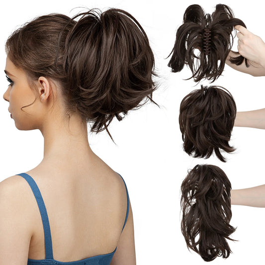 MONA Daliy Premium Synthetic Diy Claw Clip In Ponytail Extension Hairpiece Hair Bun Fake Blonde Hair False Pigtail for Women - MONA HAIR 