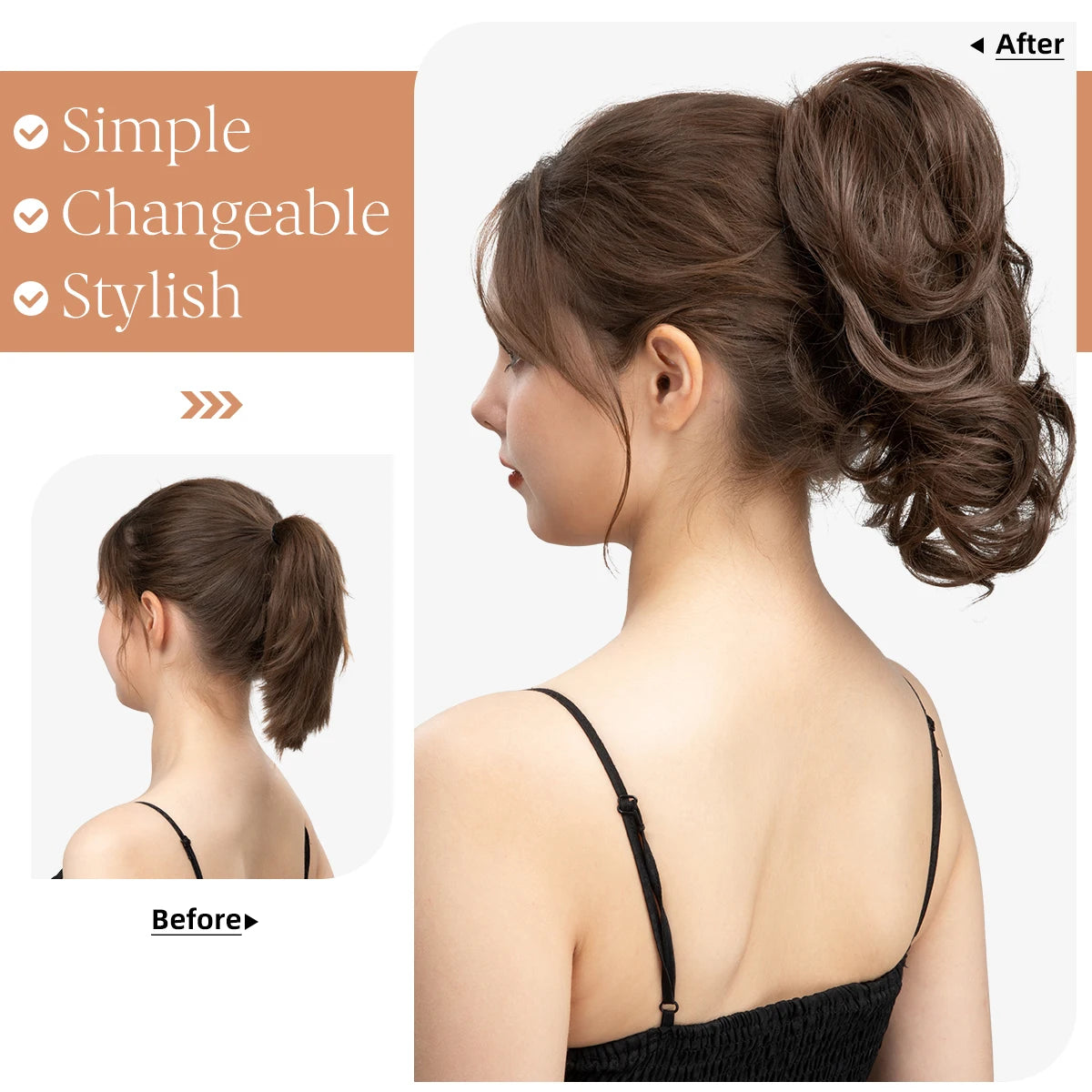 MONA Premium Synthetic Diy Claw Clip In Ponytail Extensions Hairpiece Hair Bun Fake Blonde Natural Hair False Pigtail P026 - MONA HAIR 
