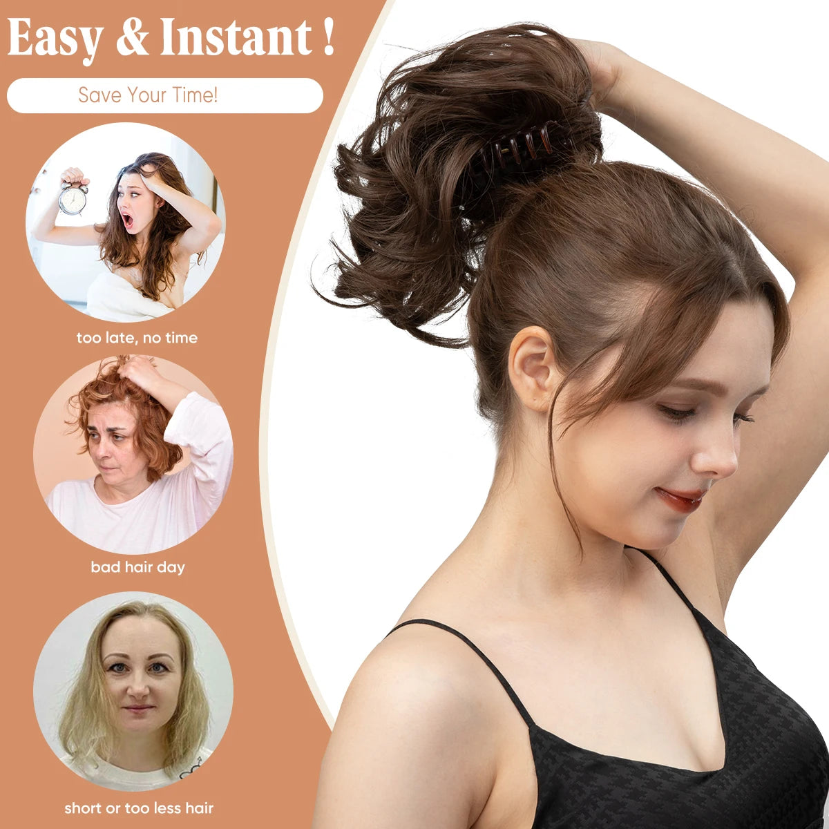 MONA Premium Synthetic Diy Claw Clip In Ponytail Extensions Hairpiece Hair Bun Fake Blonde Natural Hair False Pigtail P026 - MONA HAIR 