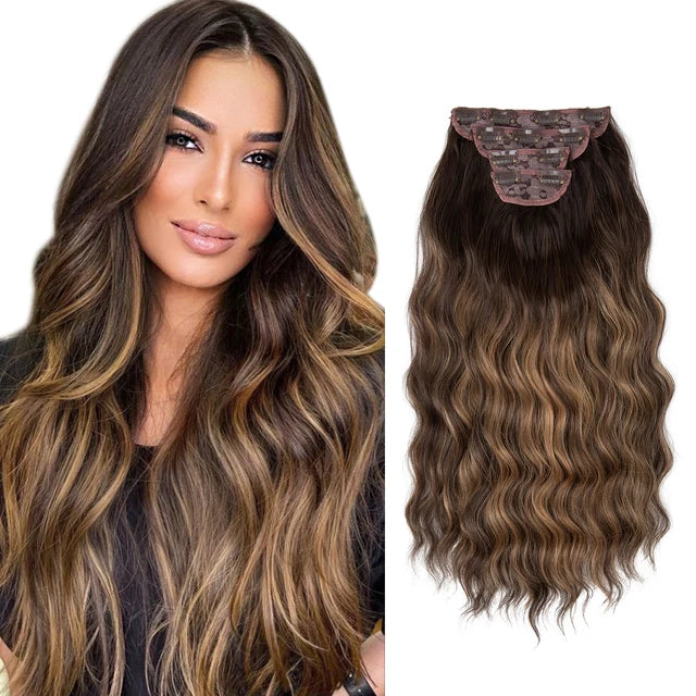 MONA PREMIUM QUALITY Long Wavy Clip In Hair Extensions 22 - MONA HAIR 