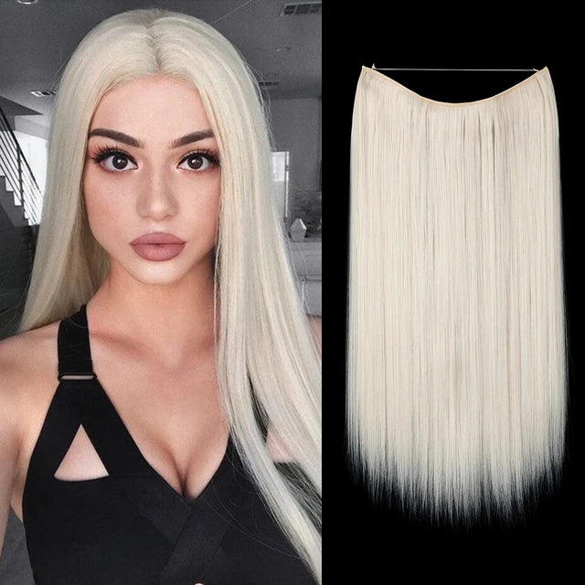 MONA PREMIUM QUALITY HAIR No Clip Hair Extension Ombre Natural Fake False Long Straight Hairpiece Blonde Hair For Women - MONA HAIR 