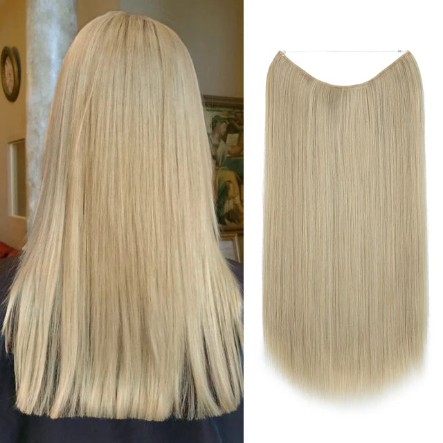 MONA PREMIUM QUALITY HAIR No Clip Hair Extension Ombre Natural Fake False Long Straight Hairpiece Blonde Hair For Women - MONA HAIR 