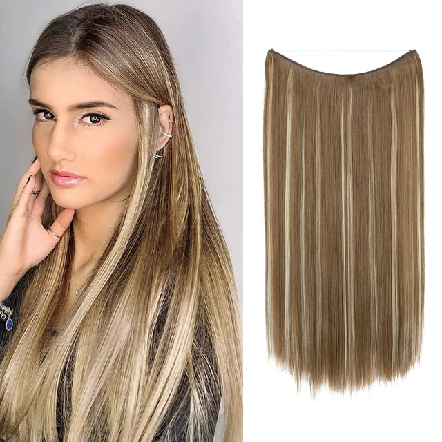 MONA PREMIUM QUALITY HAIR No Clip Hair Extension Ombre Natural Fake False Long Straight Hairpiece Blonde Hair For Women - MONA HAIR 