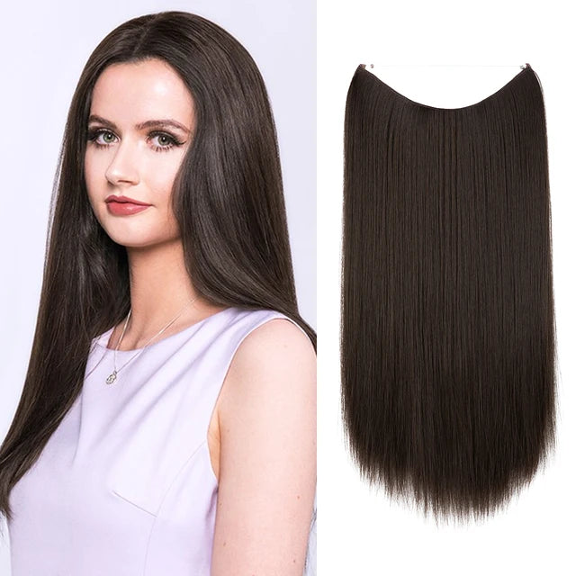 MONA PREMIUM QUALITY HAIR No Clip Hair Extension Ombre Natural Fake False Long Straight Hairpiece Blonde Hair For Women - MONA HAIR 
