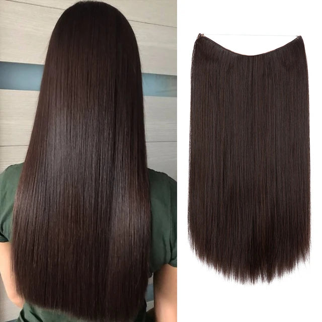 MONA PREMIUM QUALITY HAIR No Clip Hair Extension Ombre Natural Fake False Long Straight Hairpiece Blonde Hair For Women - MONA HAIR 