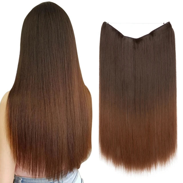 MONA PREMIUM QUALITY HAIR No Clip Hair Extension Ombre Natural Fake False Long Straight Hairpiece Blonde Hair For Women - MONA HAIR 