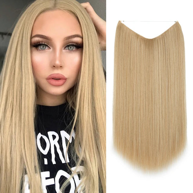 MONA PREMIUM QUALITY HAIR No Clip Hair Extension Ombre Natural Fake False Long Straight Hairpiece Blonde Hair For Women - MONA HAIR 