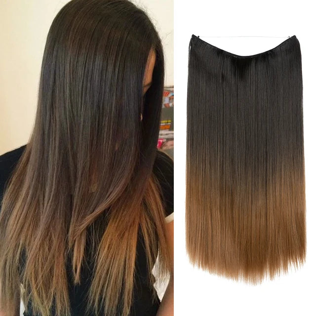 MONA PREMIUM QUALITY HAIR No Clip Hair Extension Ombre Natural Fake False Long Straight Hairpiece Blonde Hair For Women - MONA HAIR 