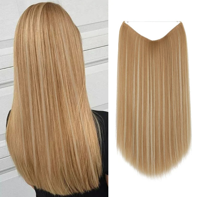 MONA PREMIUM QUALITY HAIR No Clip Hair Extension Ombre Natural Fake False Long Straight Hairpiece Blonde Hair For Women - MONA HAIR 
