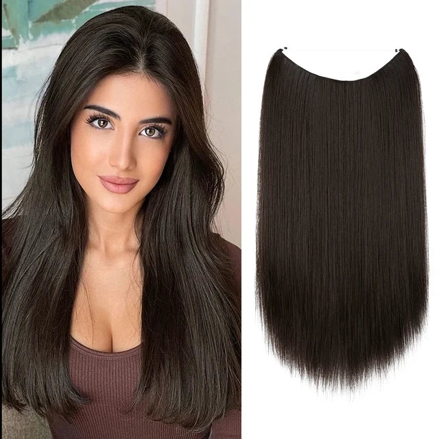 MONA PREMIUM QUALITY HAIR No Clip Hair Extension Ombre Natural Fake False Long Straight Hairpiece Blonde Hair For Women - MONA HAIR 