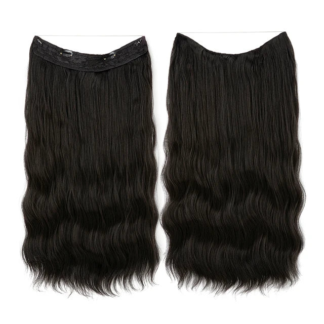 MONA PREMIUM QUALITY Synthetic Waves Invisible Clip in Hair Extensions Fish Line Black Brown Daliy Hairpiece Fake Hair Piece For Woman M10 - MONA HAIR 