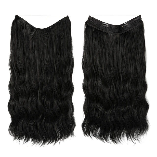 MONA PREMIUM QUALITY Synthetic Waves Invisible Clip in Hair Extensions Fish Line Black Brown Daliy Hairpiece Fake Hair Piece For Woman M10 - MONA HAIR 